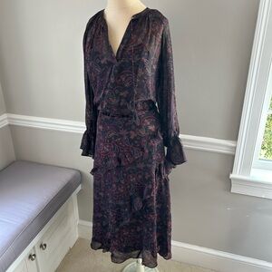 NWOT JOIE FLORAL PAISLEY MIDI SKIRT WITH RUFFLES